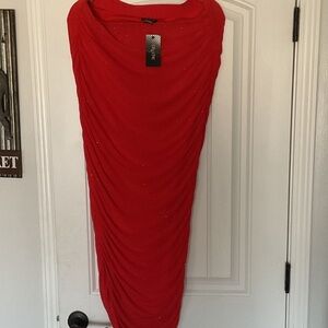 City Chic Vibrant Red Pencil Skirt